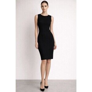 St. John Santana Knit Women’s Size 0 Sleeveless Sheath Dress Black Minimalist